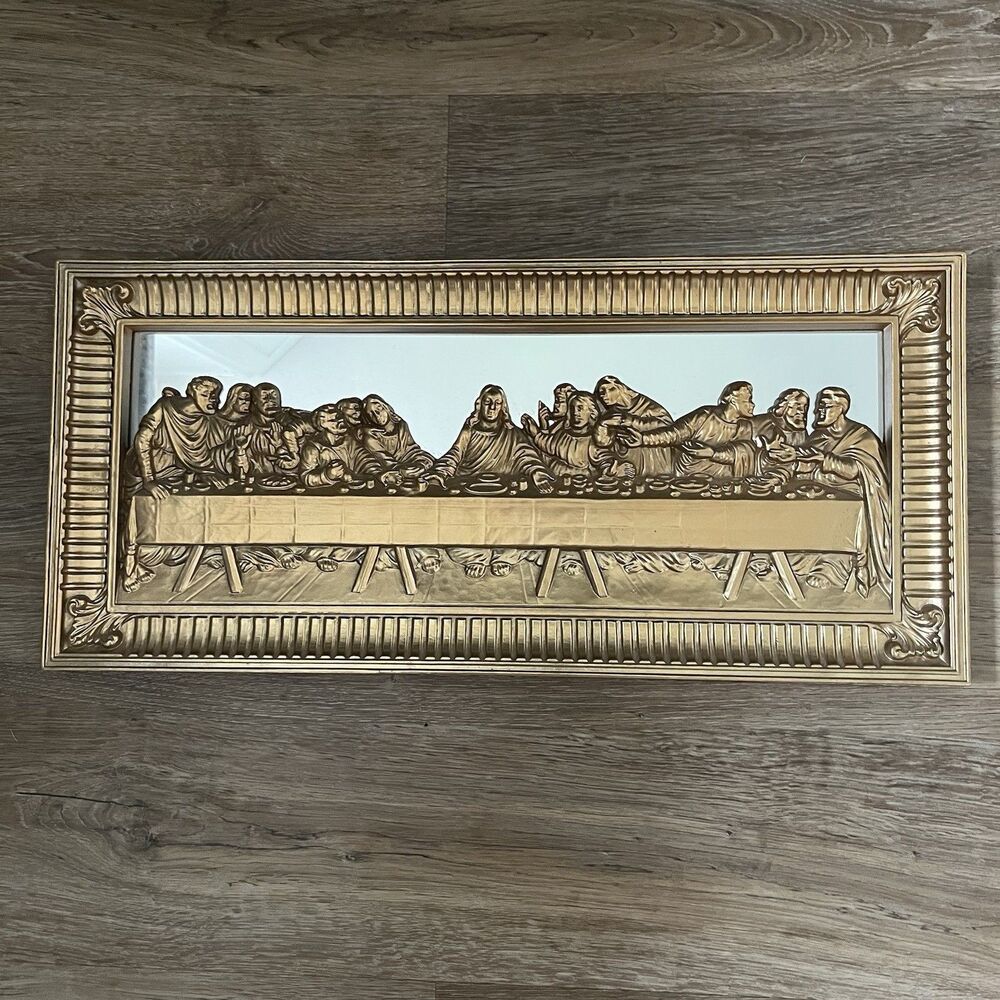 Home Interiors Last Supper Jesus Disciples Gold Framed Wall Plaque 19.5”
